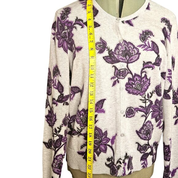 Woman's Croft&Barrow cottagecore floral purple/violet button up cardigan PL - Picture 6 of 11